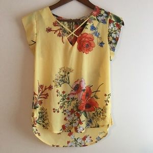 Spring Yellow Floral Blouse